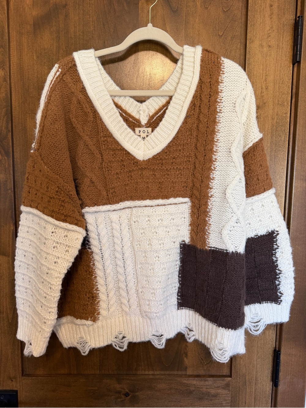 POL brown color block sweater - NEW - size M